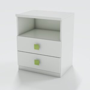 Mesa de luz blanco/verde, 2 cajones