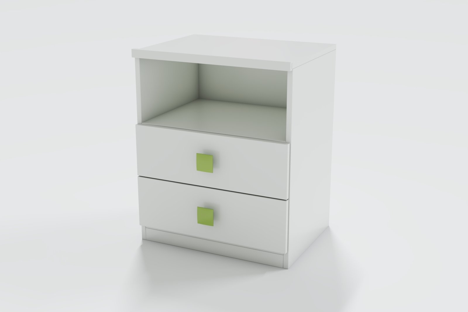 Mesa de luz blanco/verde, 2 cajones