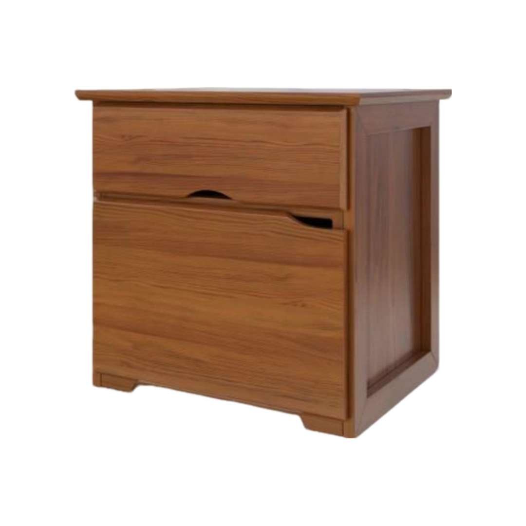 Mesa de luz castaño con cajón y puerta