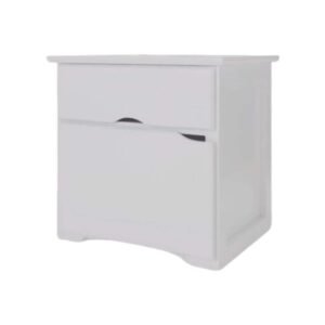 Mesa de luz blanca con cajón y puerta