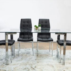 Silla tapizada gris velvet con patas metálicas (venta por 6 unidades)