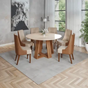 Mesa con vidrio nature / off white