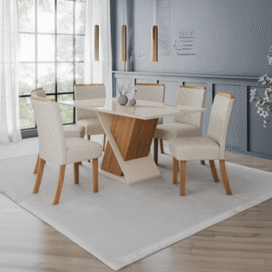 Mesa con vidrio nature / off white