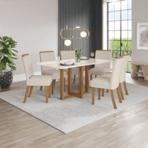 Mesa con vidrio nature / off white