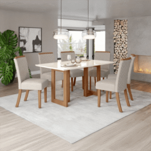 Mesa con vidrio nature / off white