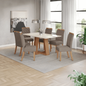 Mesa con vidrio nature / off white