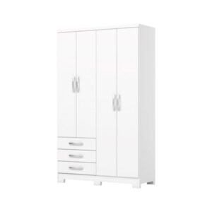 Placard Caju 4 Puertas 3 Cajones Blanco