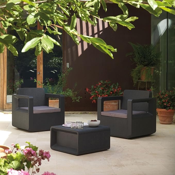 Set jardín grafito 2 sill + mesa - Imagen 5
