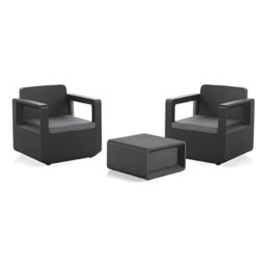 Set jardín grafito 2 sill + mesa