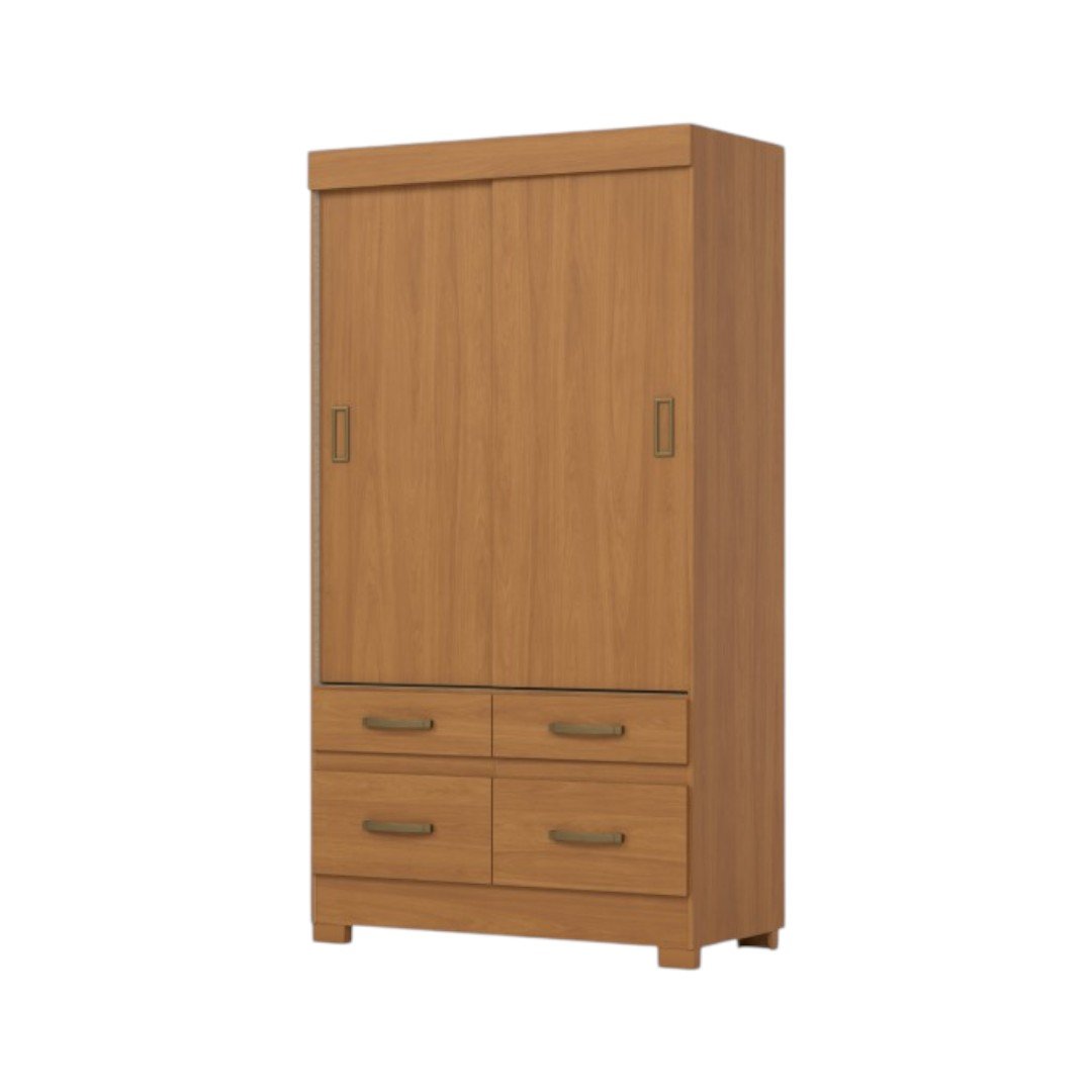Placard 2 Puertas Corredizas 4 Cajones Cinamomo / Off White be25-227