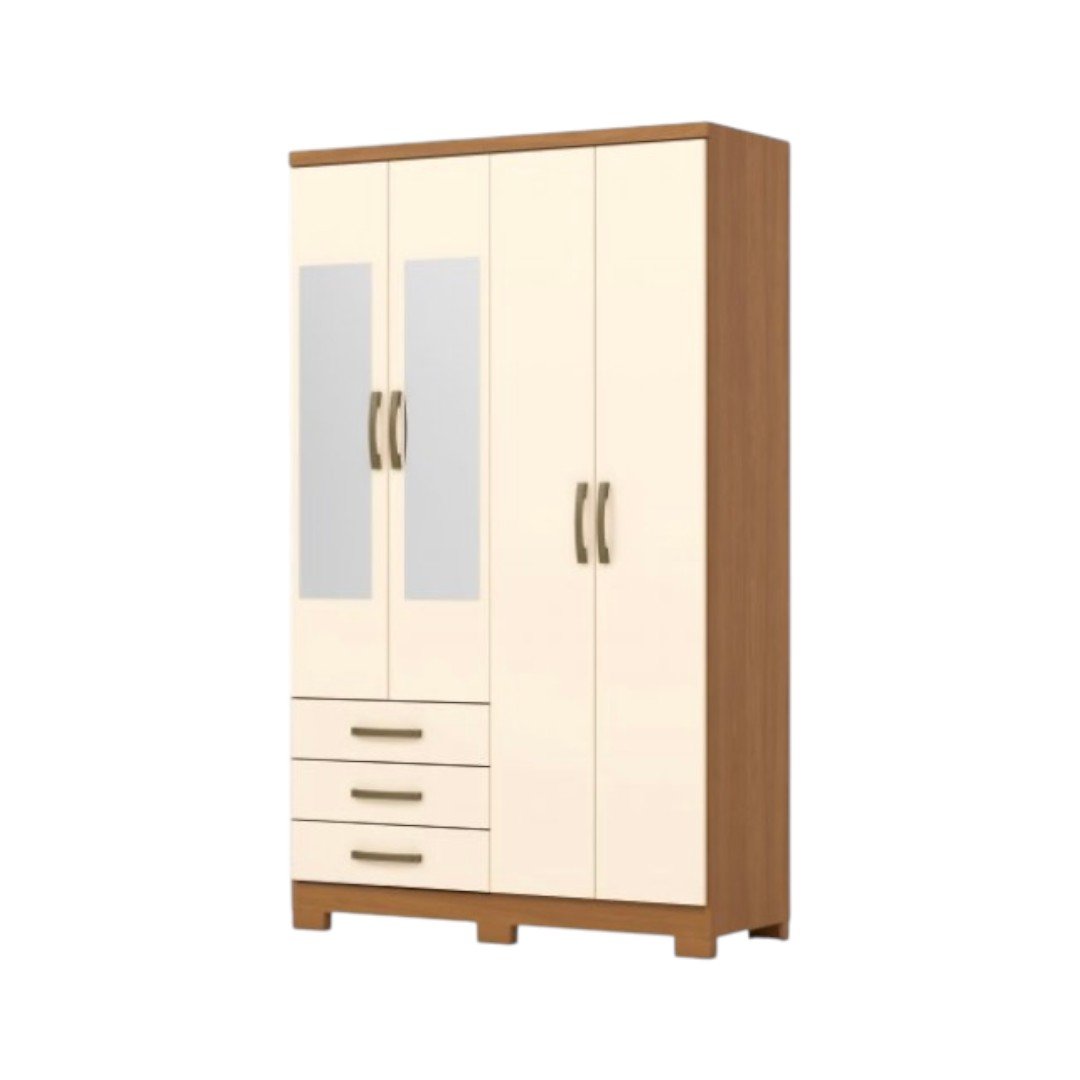 Placard Caju 4 Puertas 3 Cajones Cinamomo / Off White - Imagen 2