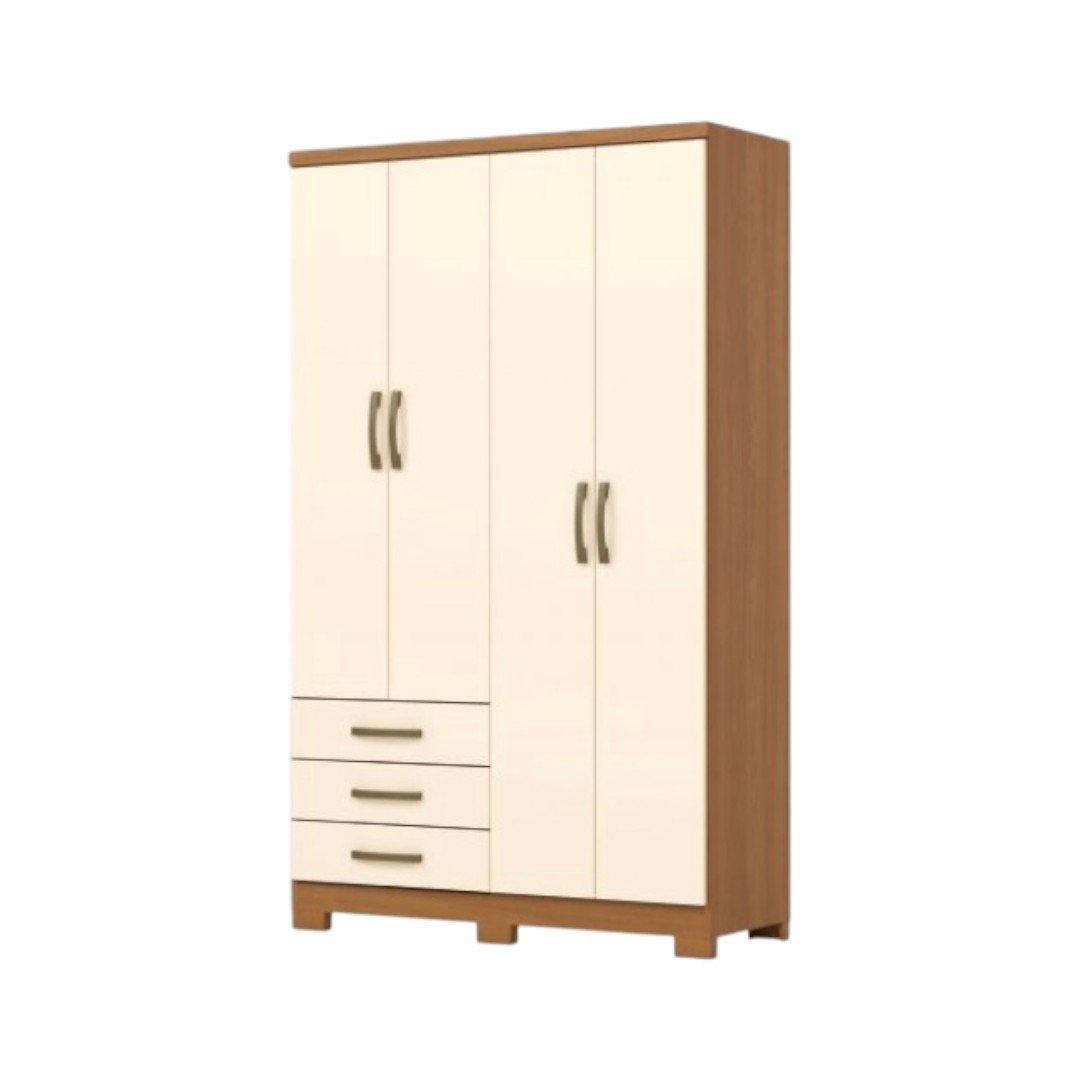 Placard Caju 4 Puertas 3 Cajones Cinamomo / Off White