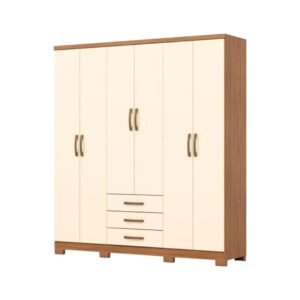 Placard Caju 6 Puertas 3 Cajones Cinamomo / Off White