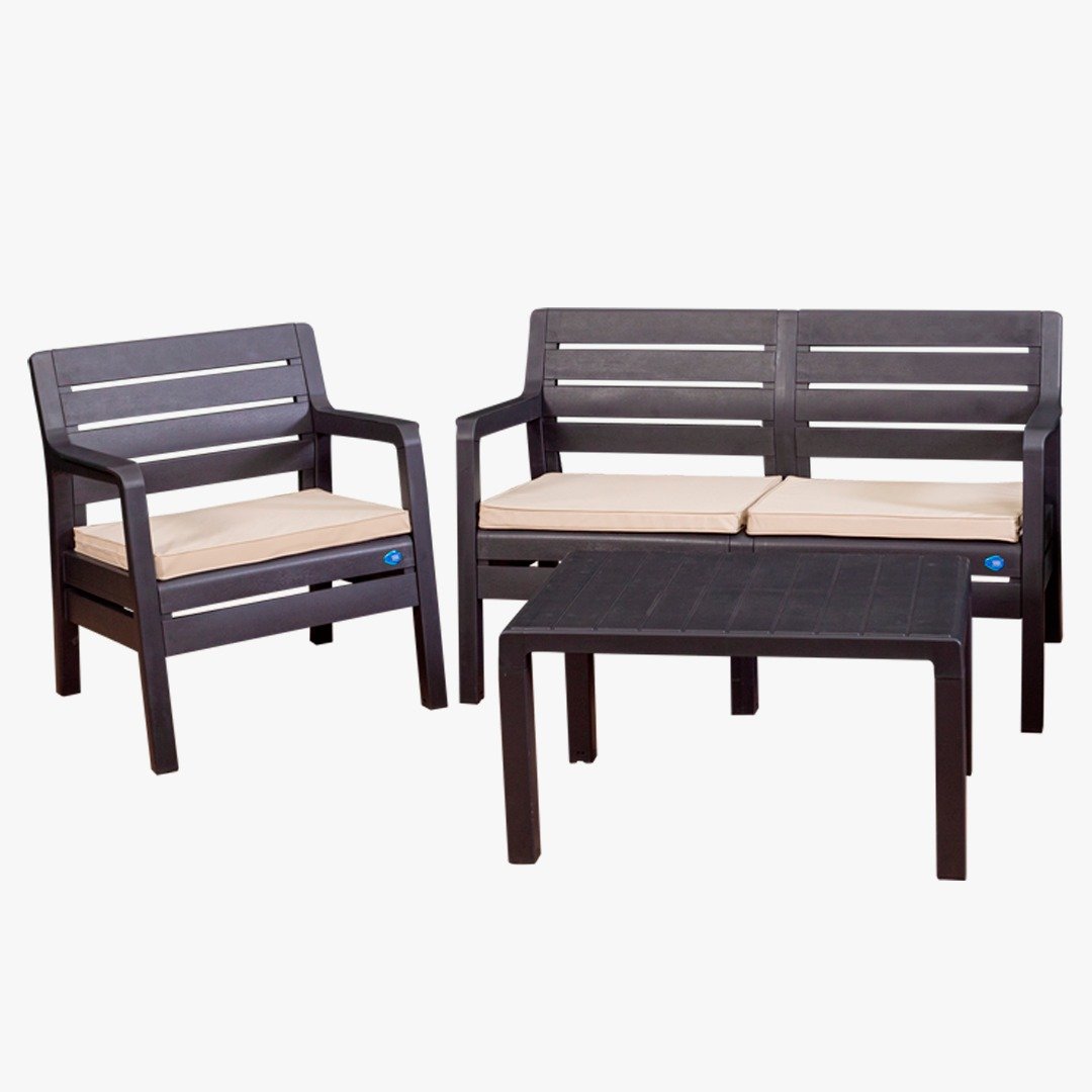 Set Paris | 1 Mesa + 2 sillones indiv. + 1 sillon doble + almohadones imperm. - Imagen 2