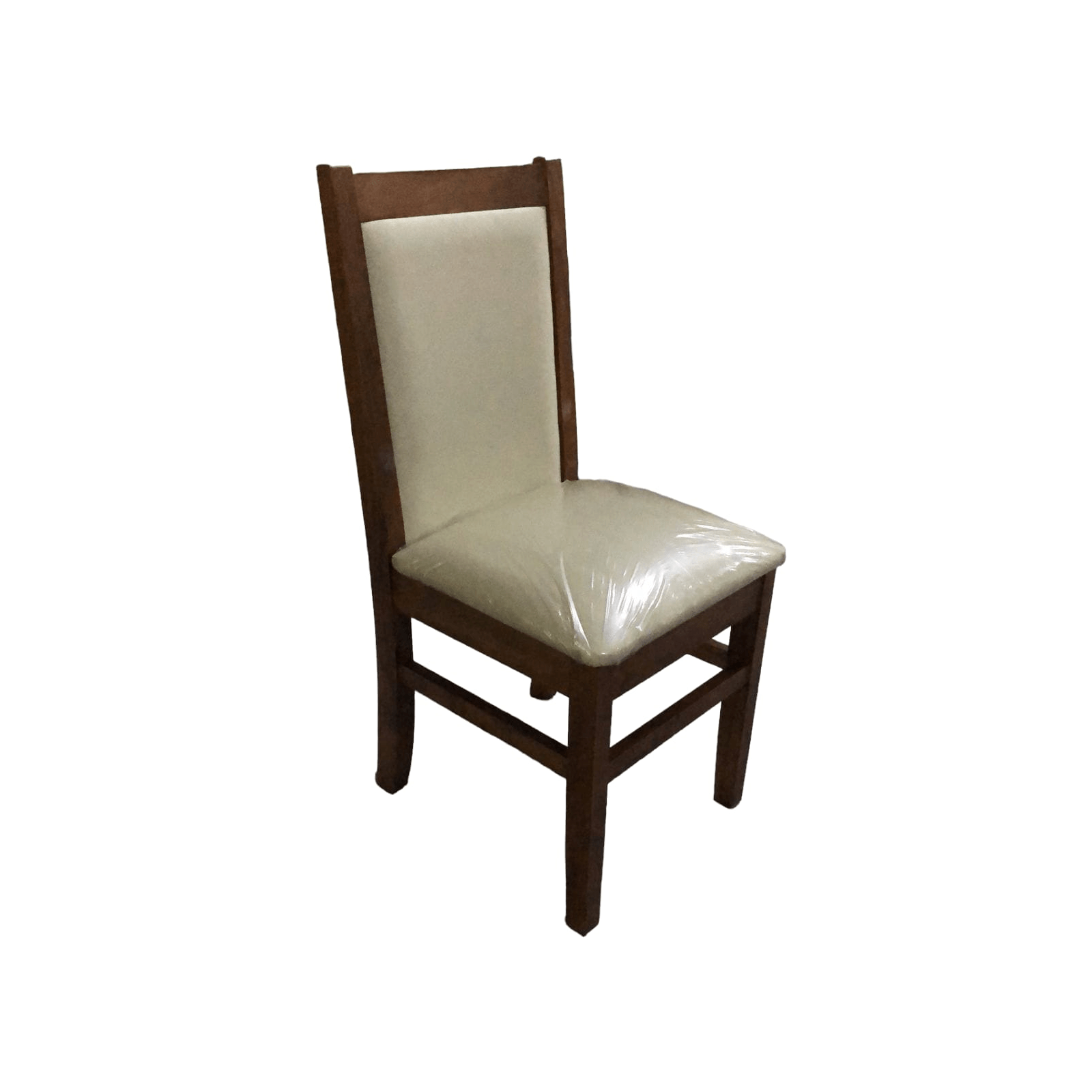 Silla de madera con respaldo tapizado beige