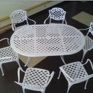 Set Metal Wolf Chateau Oval 1.60mt x 1mt | 1 Mesa + 6 Sillones
