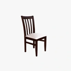 Silla de madera oscura con asiento beige