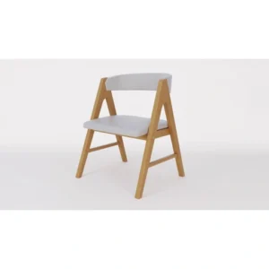 Silla de madera tapizada gris claro